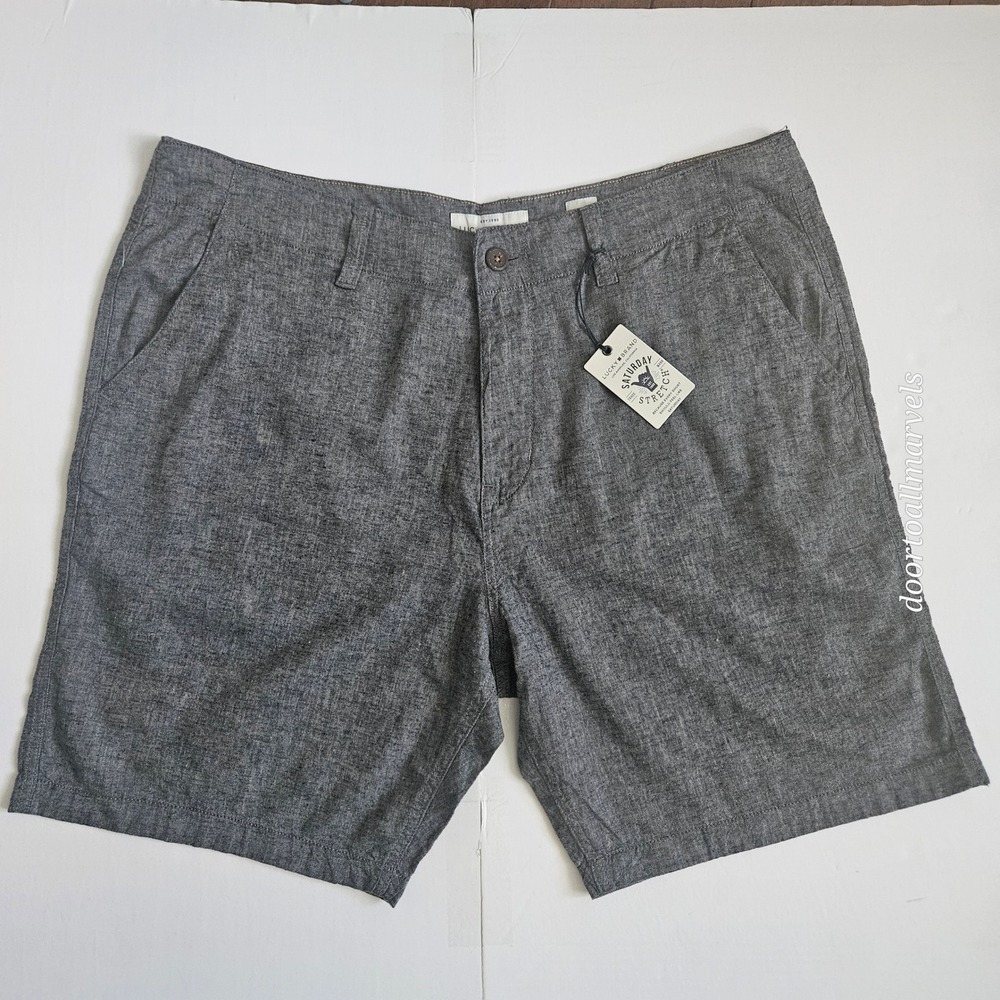 Lucky Brand Linen Cotton Shorts Saturday Night Stretch Flat Front Men 38 NWT